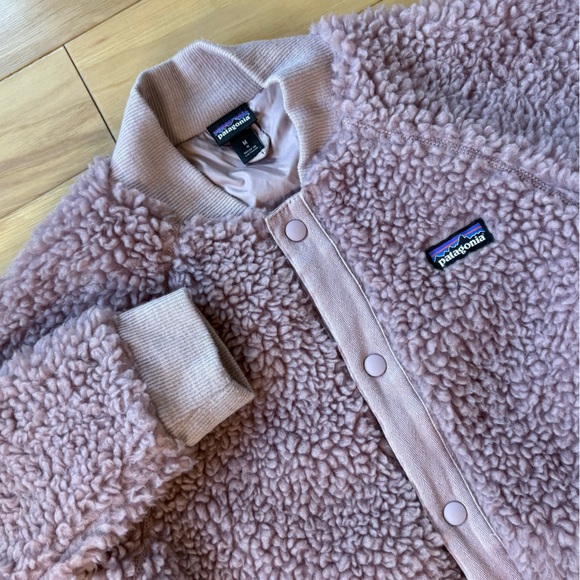 Patagonia Retro-X Fleece Bomber Jacket Kids Sz M (10) Pink Sherpa Coat - Picture 1 of 7